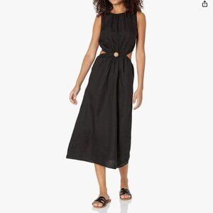 The Drop Women's Sade Linen Cut Out Midi Black XS M